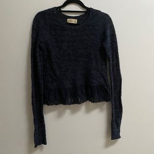 Hollister Cropped Knit Sweater Lace Hem XS